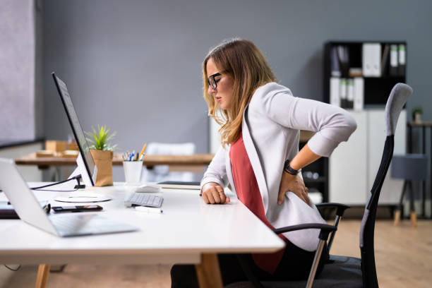 Back Pain Bad Posture Woman Sitting In Office